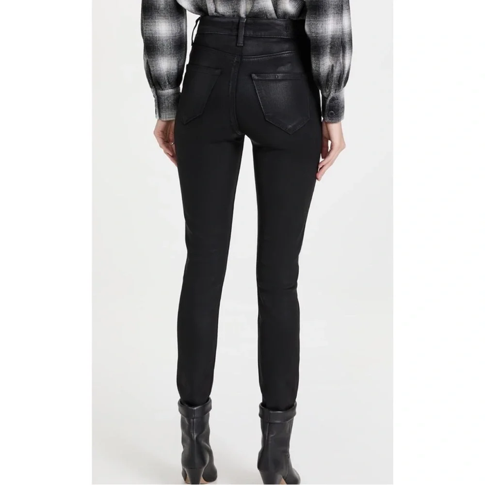 PAIGE coated cheeky high rise skinny jeans in black fog luke size 25